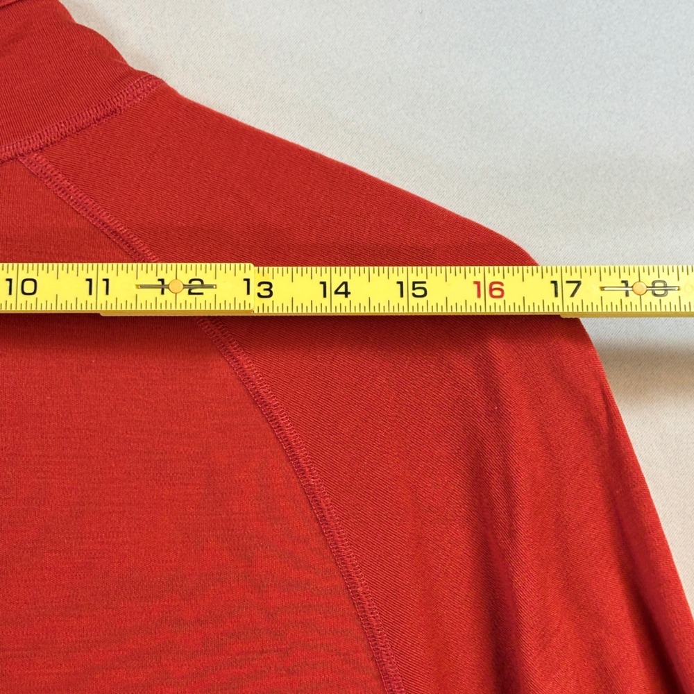Ibex Womens Large 100% Merino Wool Quarter Zip Red Base Layer Hiking Pullover - Picture 9 of 11